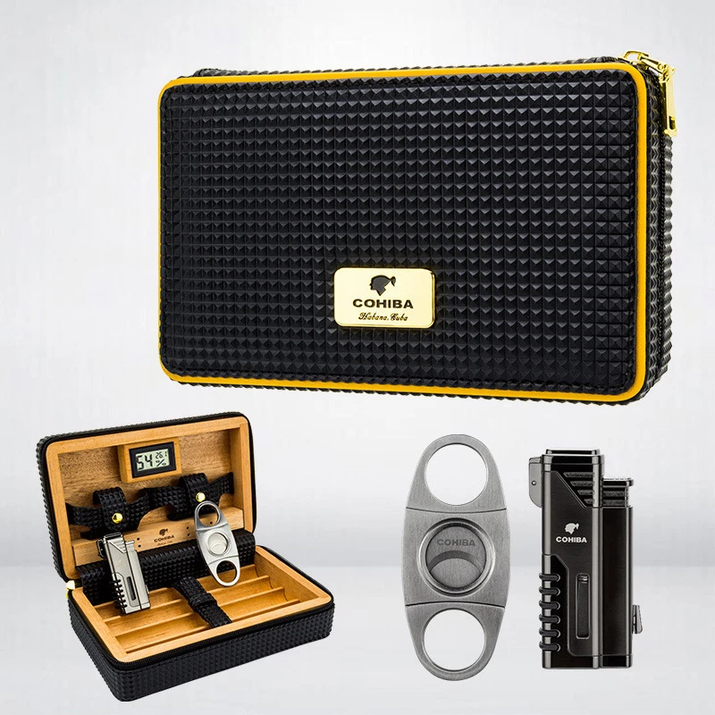 COHIBA/高希霸雪茄专用工具雪松木雪茄保湿烟盒雪茄剪打火机套装