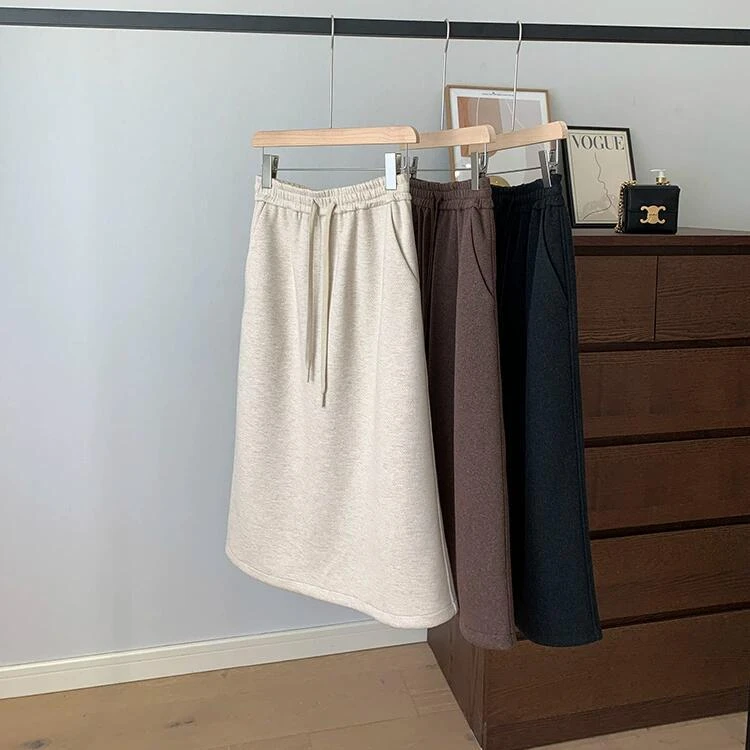 重磅日单加厚醋酸羊*毛显瘦中长款半身裙女秋冬休闲直筒小A裙百搭