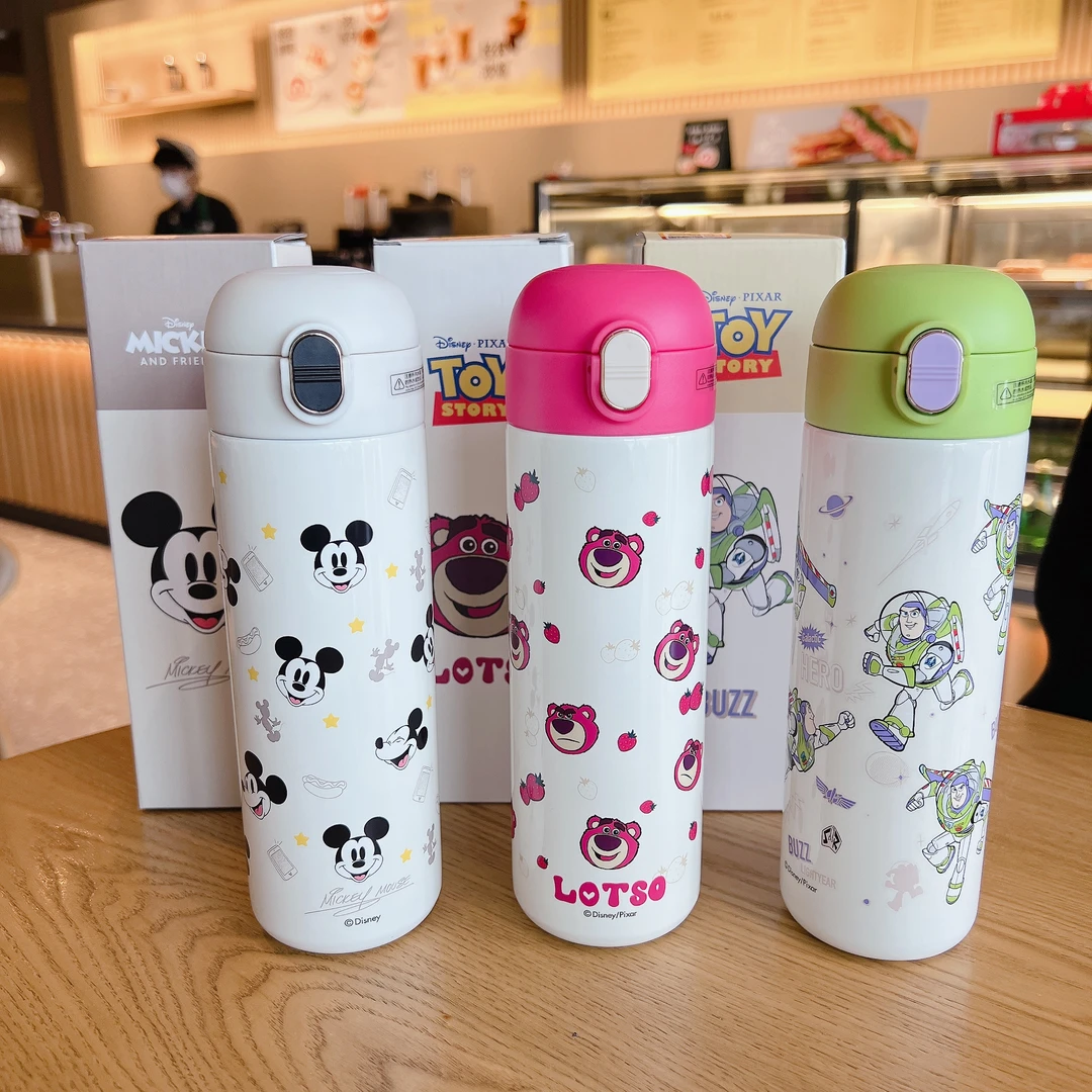 【柠檬】迪士尼米奇系列豌豆杯316镜面不锈钢吸管保温杯480ML插书包