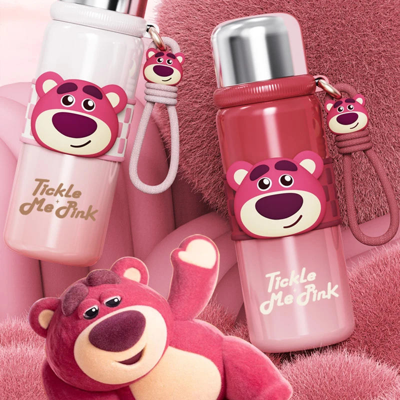 【柠檬】草莓熊皮卡丘运动保温杯600ML男女学生便携316内胆多功能