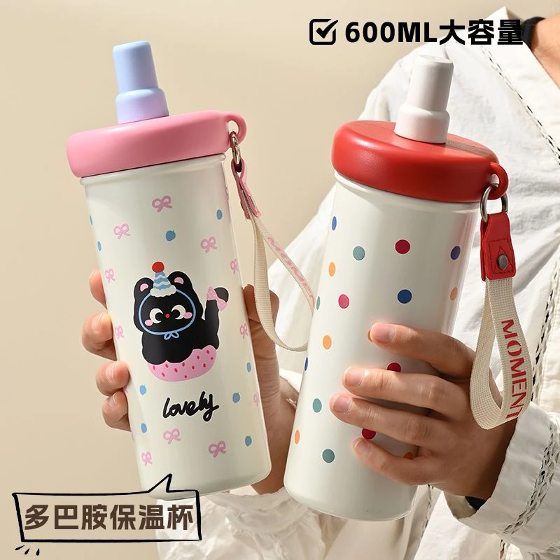 【周周】樱桃高颜值儿童奶茶杯600ML高颜值保温杯316便携家用学生