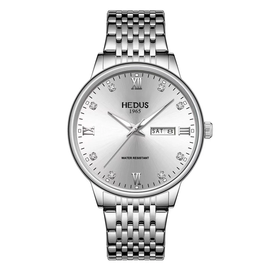 【12号】亨达时/HEDUS 防水简约双日历 高贵铂爵系列男款腕表-L