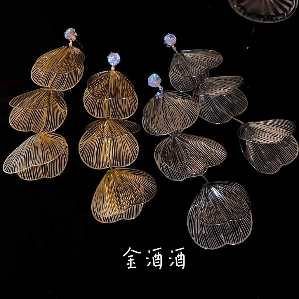 铜合金耳饰 超仙有气场 银杏叶中长款气质百搭显脸瘦耳环