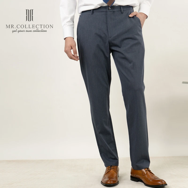 西装先生|夏日冰感易打理弹力灰色休闲裤男修身直筒西裤百搭通勤