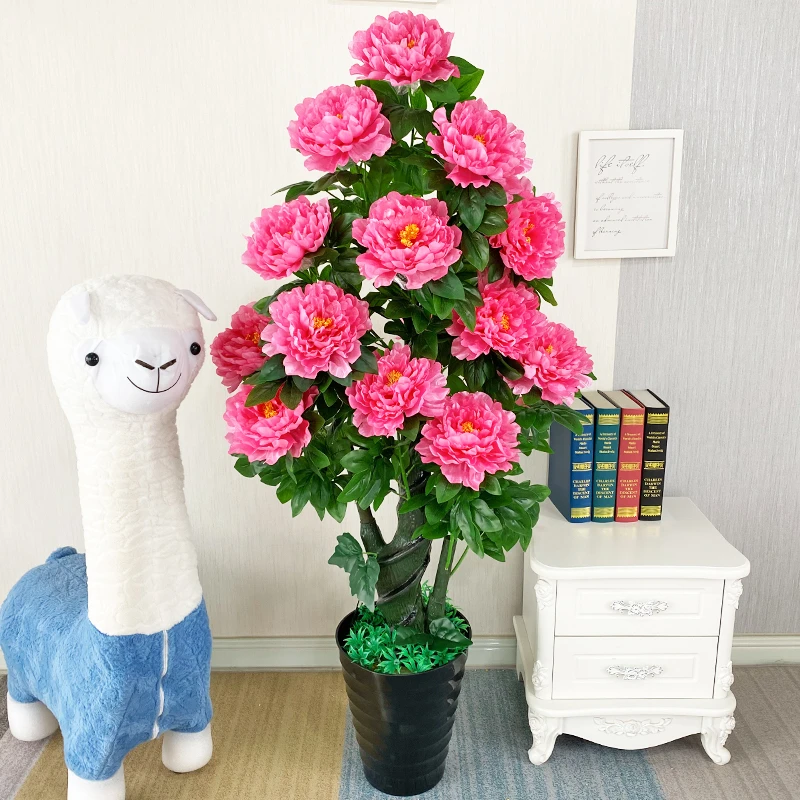 假绿植落地摆件牡丹花高端摆设物件假树盆栽室内假树造景仿真绿植