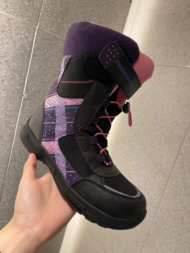 紫粉雪地靴魔术贴保暖