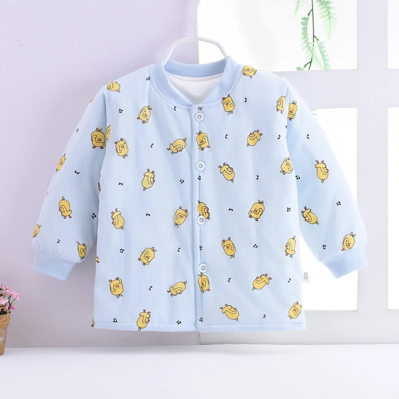 宝宝夹棉上衣对襟薄棉袄婴幼儿童0123岁春秋冬表里纯棉保暖上衣