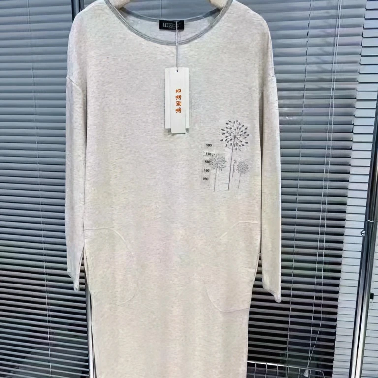 长袖居家睡裙 女士睡裙  居家舒适女装休闲薄款圆领时尚连衣裙