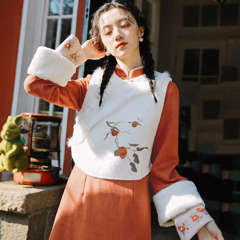 [很想很想你周也同款]复古中国风旗袍中长款旗袍气质中式秋冬裙子