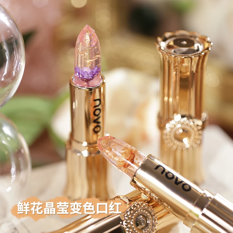 novo鲜花晶莹变色口红显白滋润不易脱色学生党女推荐温变唇膏