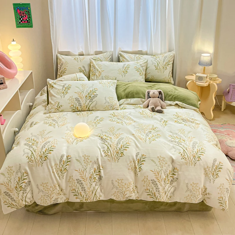 【A类双面绒】达芬奇牛奶绒印花四件套冬季加绒加厚保暖床上用品