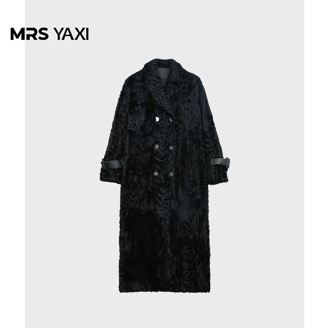 Mrsyaxi高端精品轻奢翻领胎羊毛皮草外套YX4101110