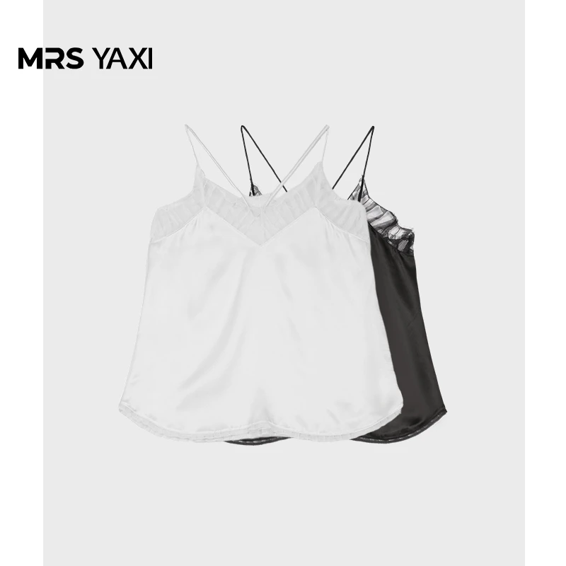 Mrsyaxi桑蚕丝蕾丝拼接打底吊带YX4011608