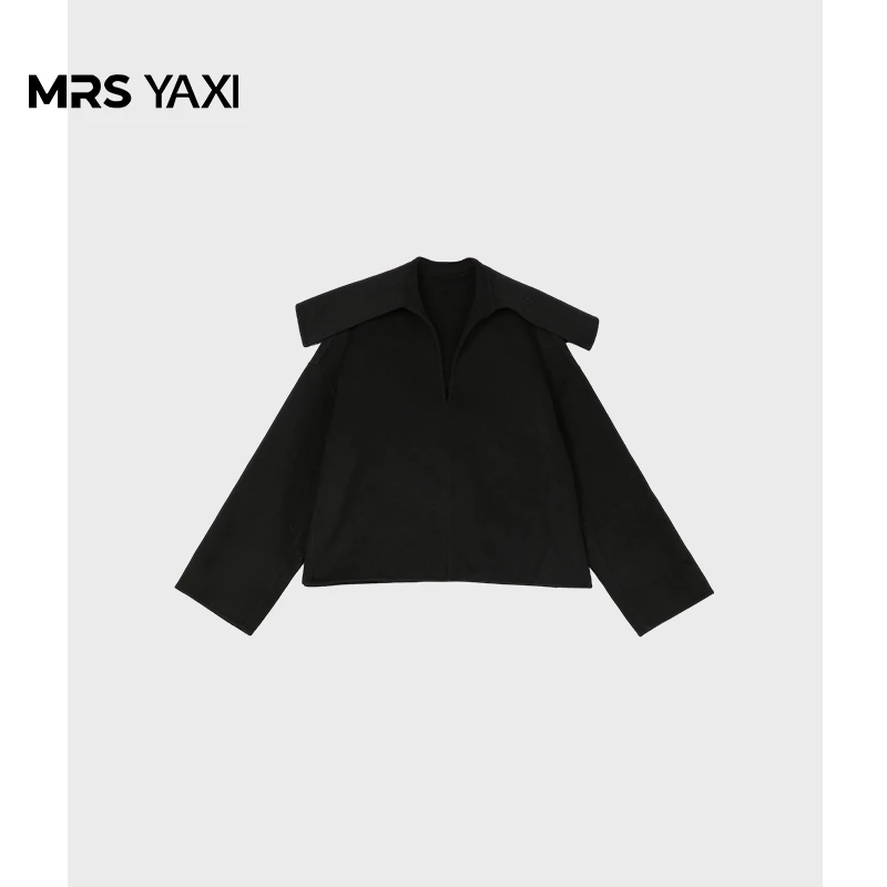 Mrsyaxi黑色羊绒羊毛双面呢头套上衣外套YX100607