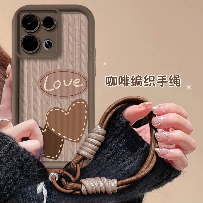 适用于【OPPO】Reno8Pro棕色双爱心时尚天眼阶梯防摔创意手机壳