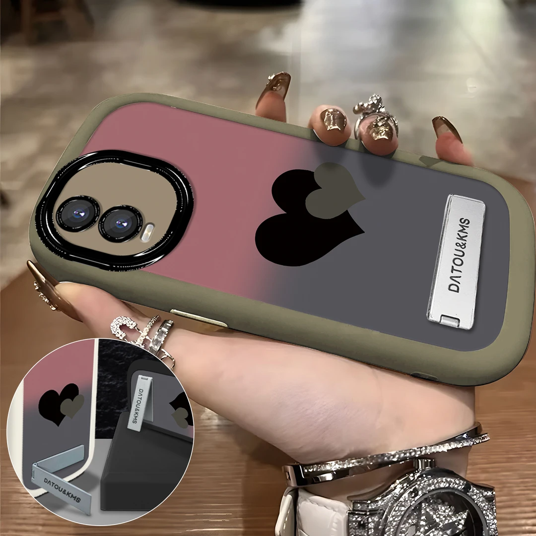 适用于【VIVO】Y76S/Y76/Y74S【5G】新款渐变黑粉双爱心手机壳