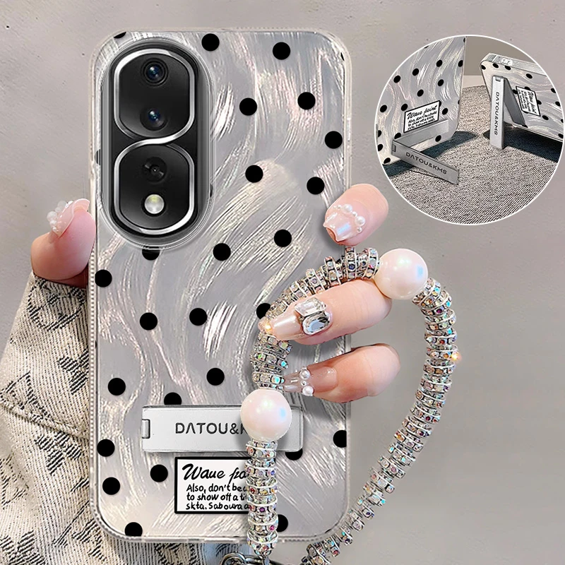 适用于【华为】荣耀80Pro曲面新款黑色波点高级感时尚个性羽纱壳