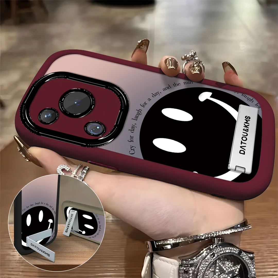 适用于【华为】P70Pro粉紫渐变笑脸简约创意全包硅胶手机壳