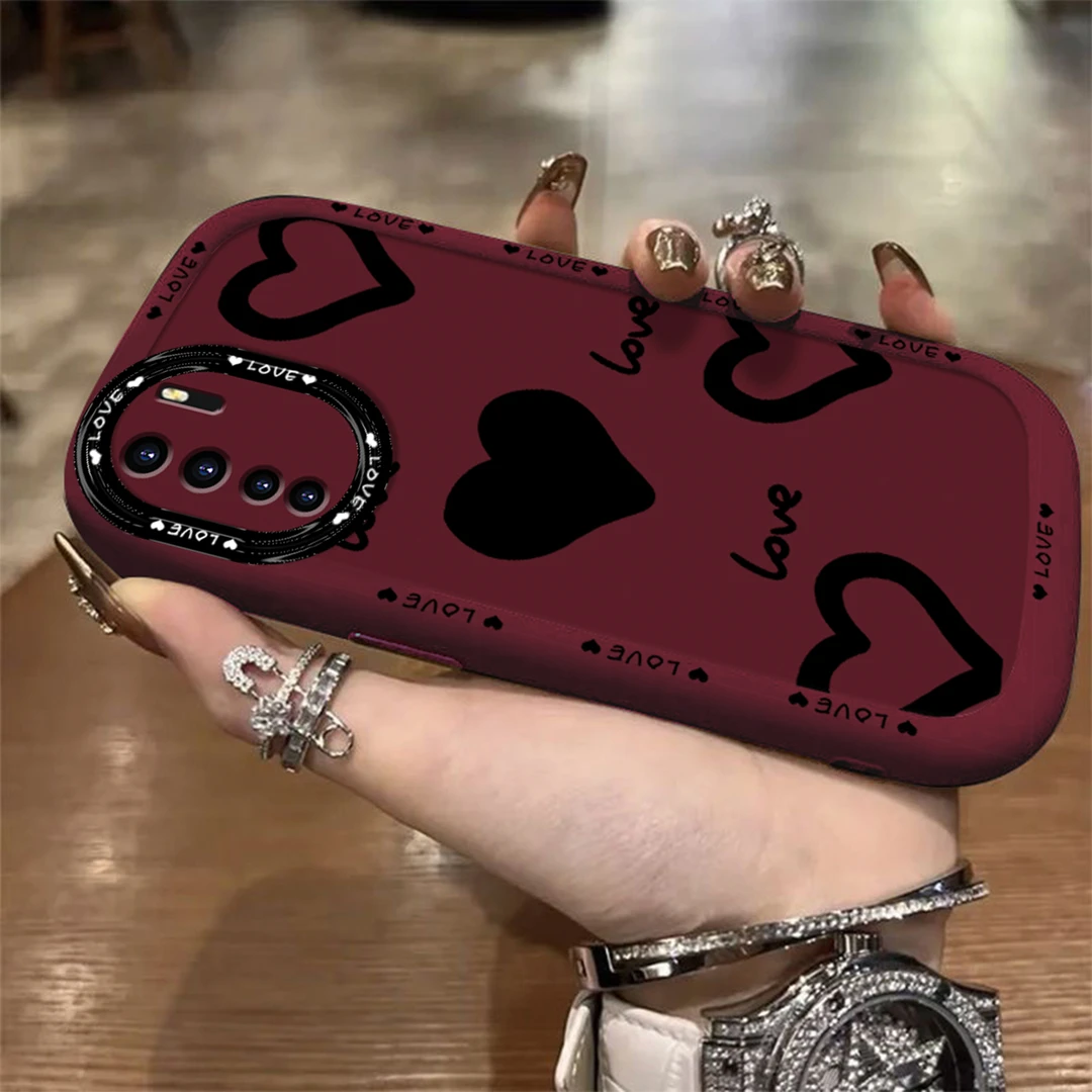 适用于【华为】Nova7SE/乐活版黑色心心创意简约个性潮流手机壳