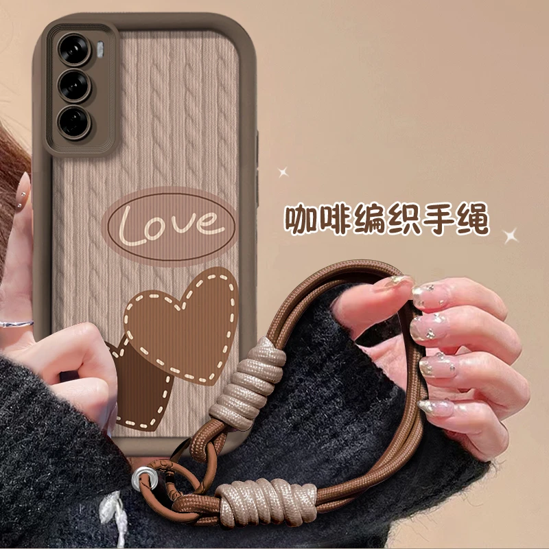 适用于【OPPO】Reno12棕色双爱心时尚天眼阶梯防摔创意手机壳
