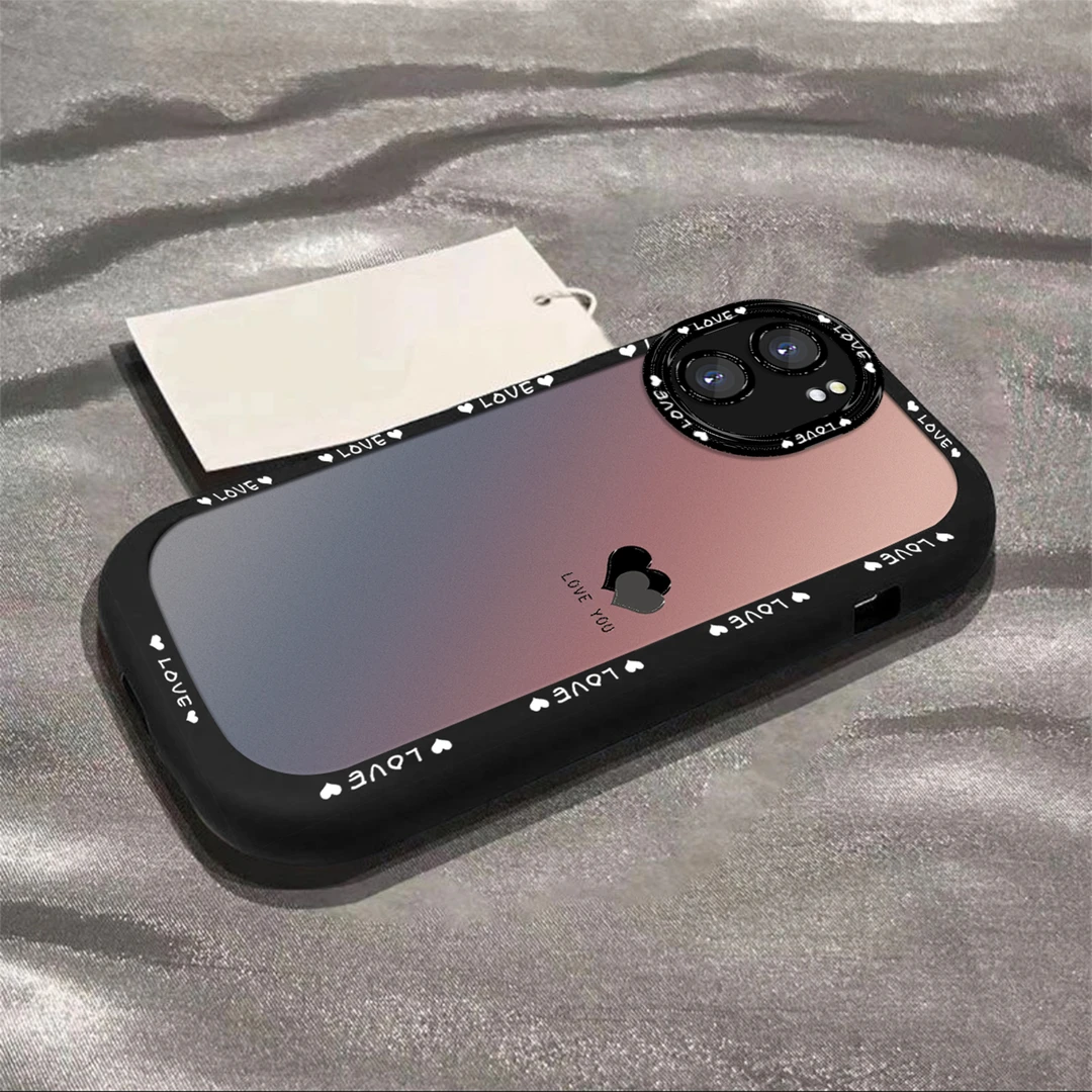 适用于【OPPO】A57【5G】渐变黑色爱心简约创意泡芙壳
