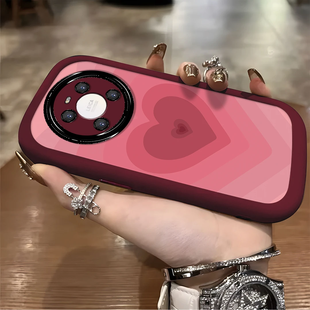 适用于【华为】Mate40Pro/EPro粉色渐变爱心创意网红新款防摔手机壳