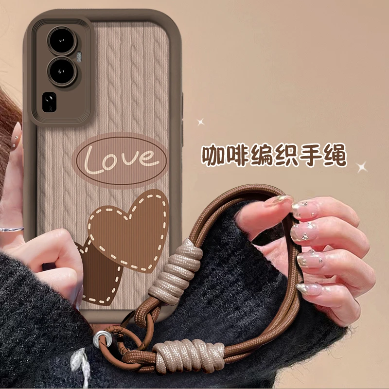 适用于【OPPO】Reno10ProPlus/Pro+棕色双爱心时尚天眼阶梯手机壳