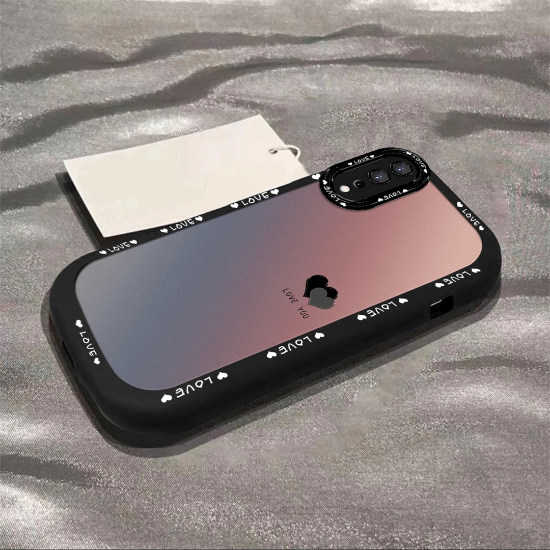 适用于【VIVO】IQOONEO/Y7S/Z5/Z1X渐变黑色爱心简约创意泡芙壳