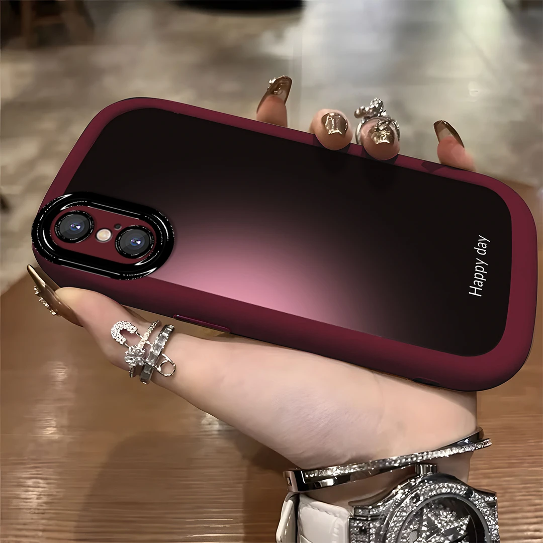 适用于【苹果】XSMax简约渐变快乐英文防摔女款手机壳