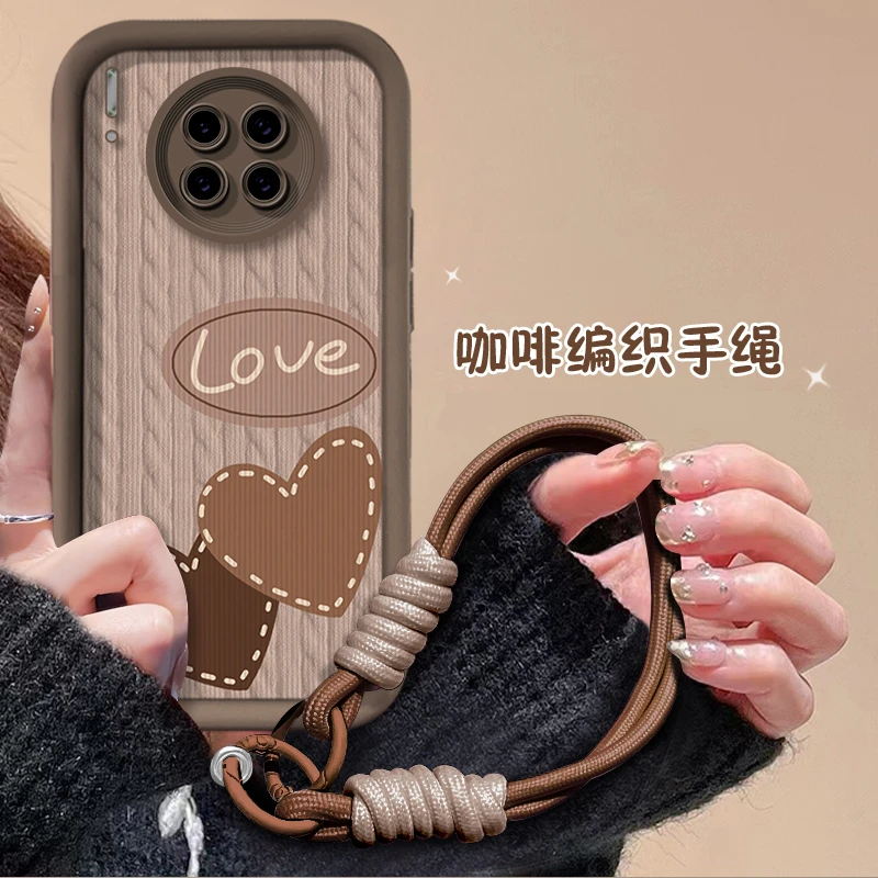 适用于【华为】Mate30/E棕色双爱心时尚天眼阶梯防摔创意手机壳