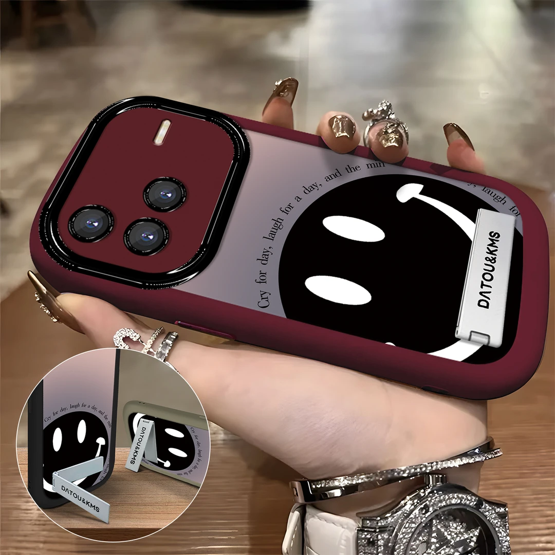 适用于【VIVO】X80粉紫渐变笑脸简约创意全包硅胶手机壳