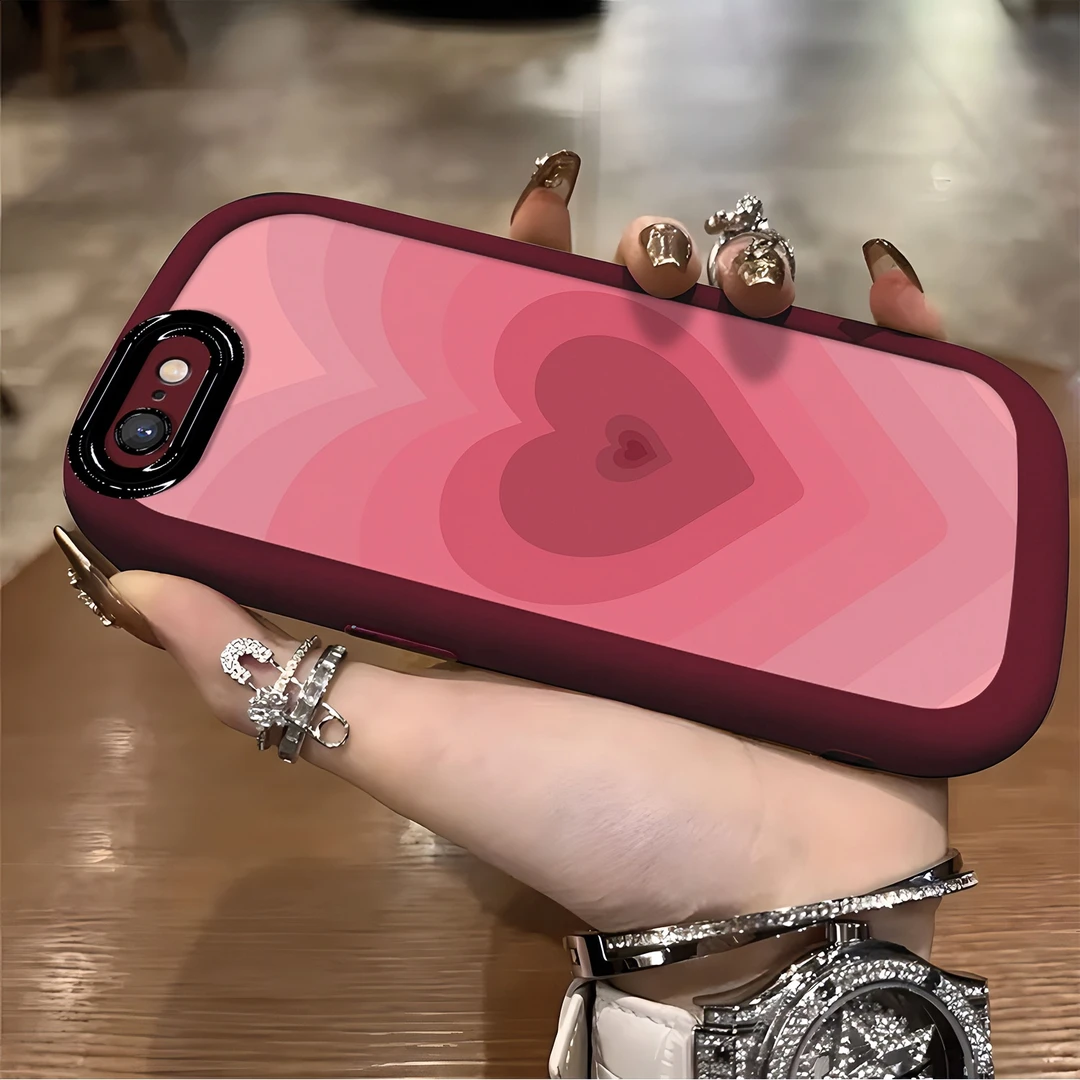 适用于【苹果】6Plus/SPlus粉色渐变爱心创意网红新款防摔手机壳