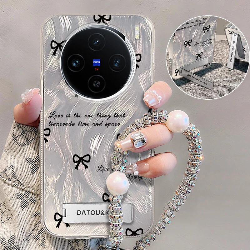 适用于【VIVO】X100Pro简约满屏蝴蝶结新款女款羽纱手机壳