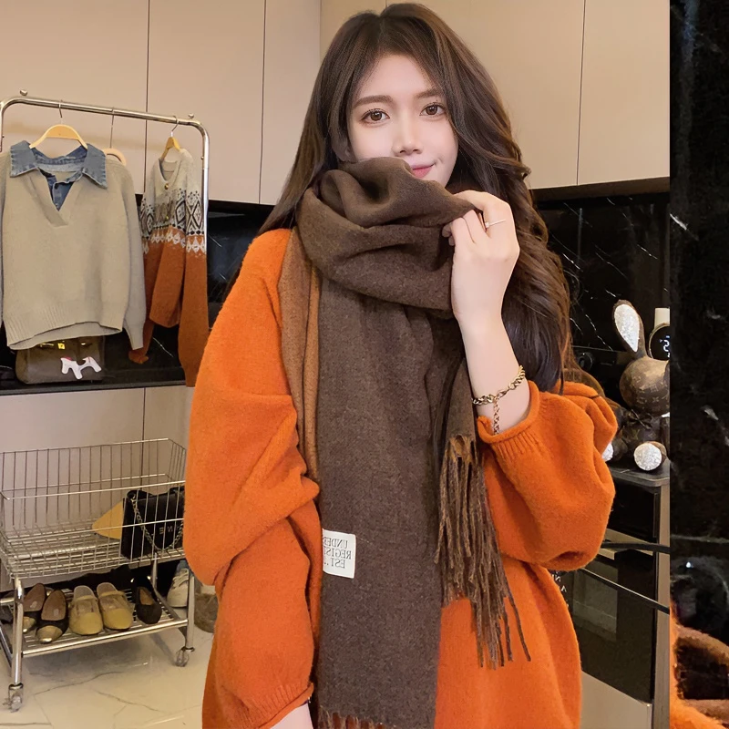 韩版围脖保暖披肩针织百搭学生纯色ins秋冬季围脖