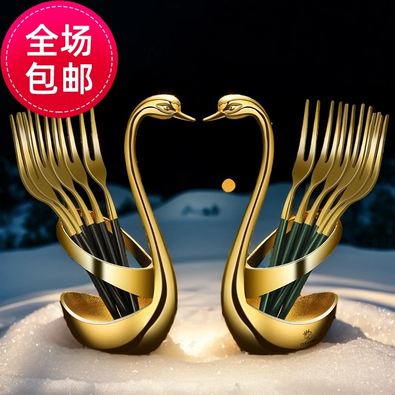 厨贵妃 304不锈钢水果叉北欧葡萄牙可爱蛋糕叉小套装月饼叉创意