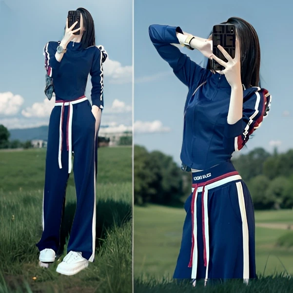 爆款拼色运动套装女2024秋ji新款洋气减龄卫衣休闲裤两件套运动服