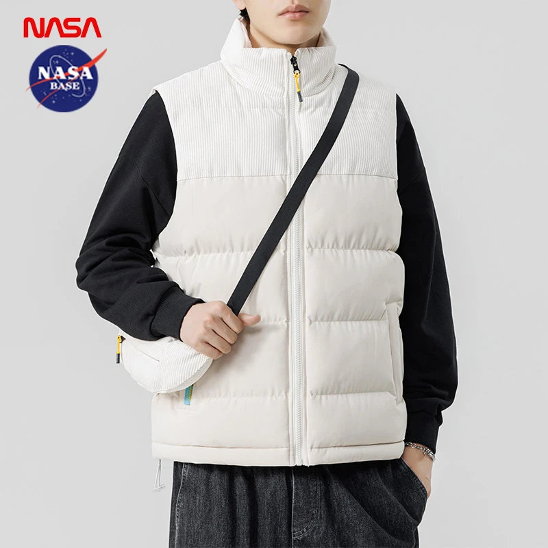 NASA  男士冬季无袖棉马甲时尚休闲百搭潮流加厚户外秋冬季棉外套