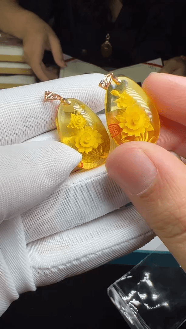 【闪购商品】琥珀裸石18K金镶嵌16-【多样性发一件】