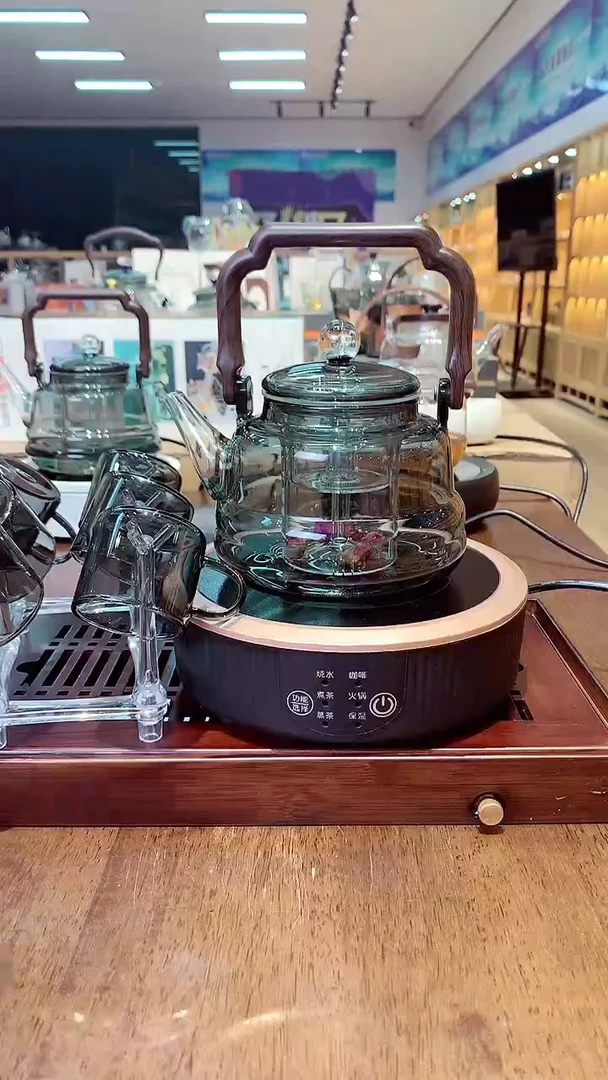 【闪购商品】玻璃茶宠真名堂1200黑+星辰壶+6杯杯架