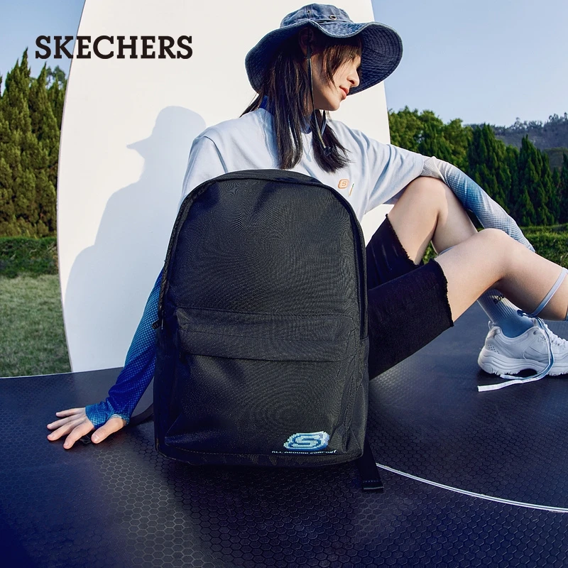Skechers斯凯奇轻便春印花简约百搭通勤大容量运动双肩包L122U183