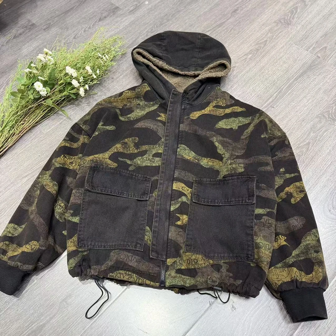 7891牛仔两面穿外套加厚秋冬休闲百搭洋气减龄显瘦连帽棉服