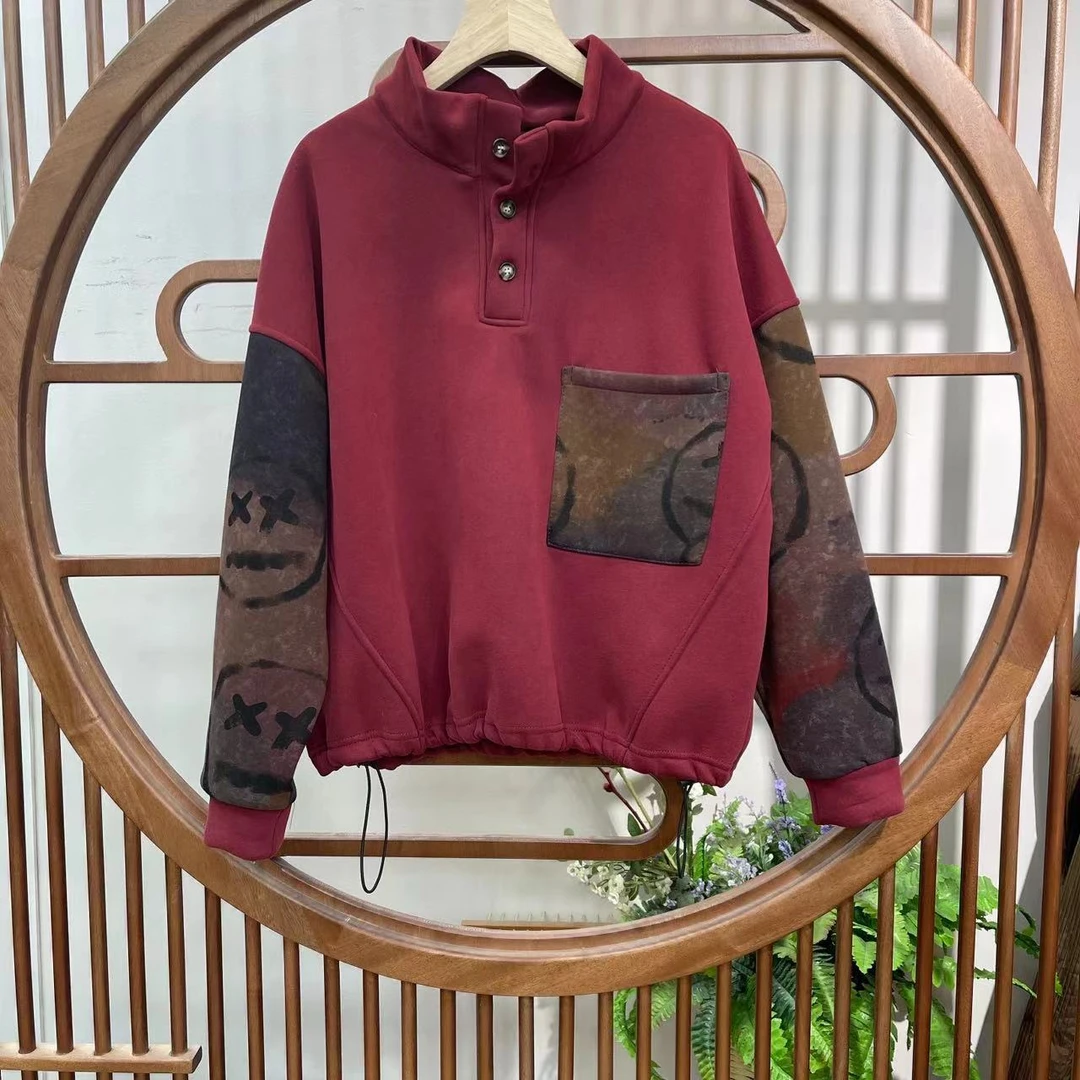 4513春秋新款时尚气质减龄圆领拼色休闲上衣