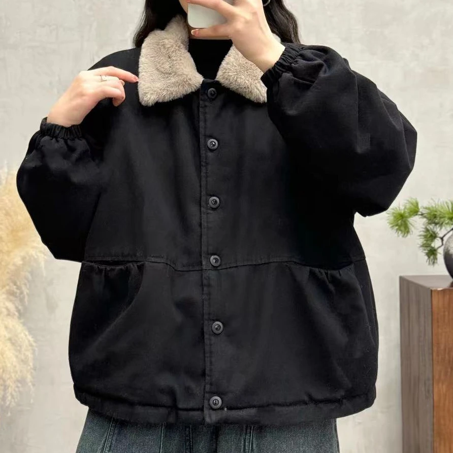 7752新款秋冬加厚翻领休闲百搭气质减龄上衣外套