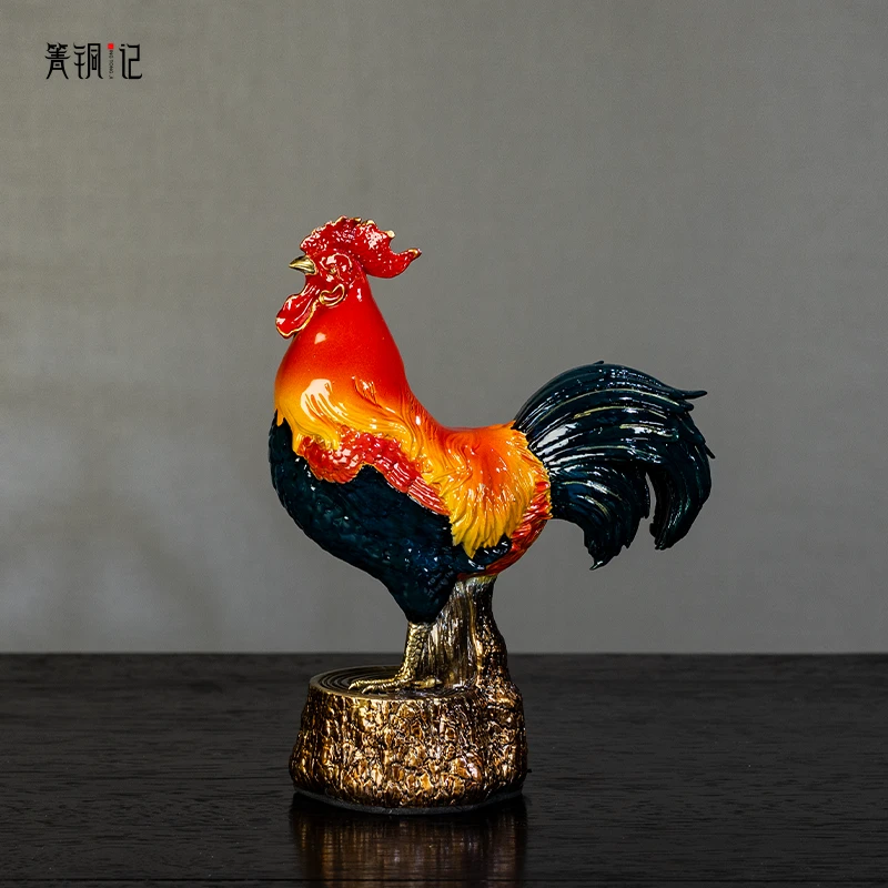 [箐铜记]创意纯手工工艺品彩色中式小公鸡摆件大吉大利公鸡报晓