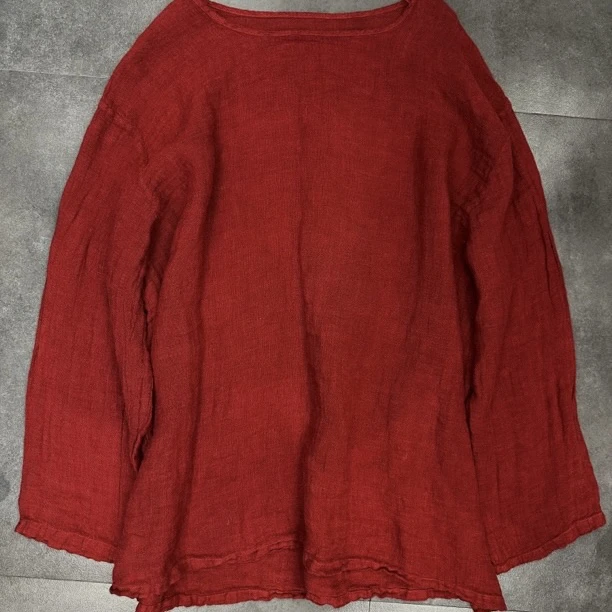 亚麻圆领休闲衬衫复古风百搭时尚长袖上衣衬衣防晒纯色老钱风外套