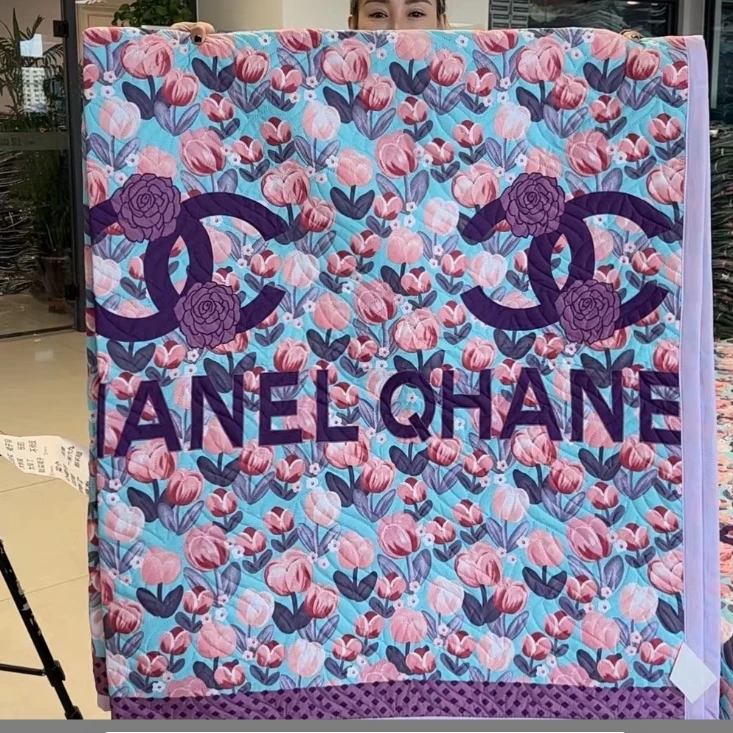 流行款紫香花床盖