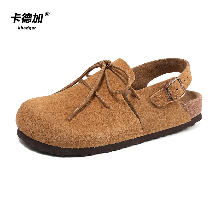 /卡德加软木勃肯包头牛皮休闲风复古套脚外穿休闲博肯鞋