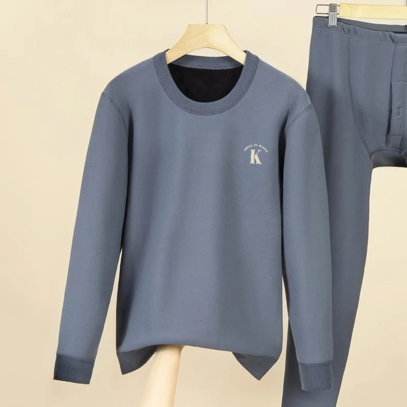 男加厚加绒保暖内衣套装青少年男士秋衣秋裤冬季可外穿防寒保暖衣