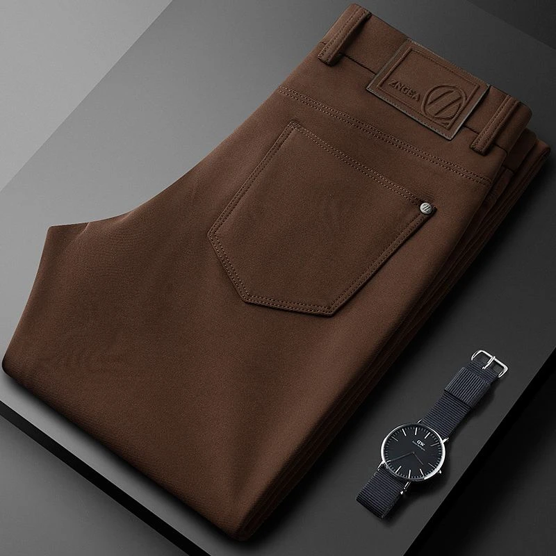 轻奢级秋冬季新款保暖高端欧货柔软休闲裤男修身小直筒西裤子男士