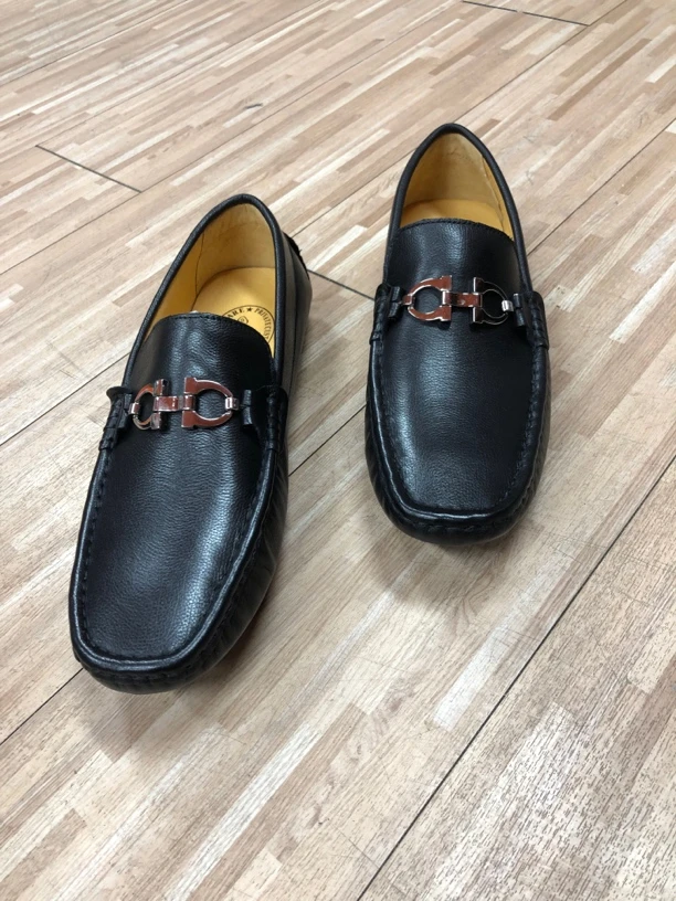 头层牛豆豆乐福鞋男真皮一脚蹬懒人低帮休闲皮鞋英伦马衔扣男鞋